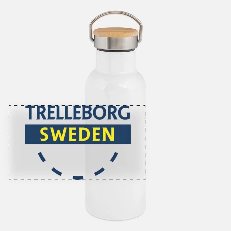 Trelleborg Sweden Logo Arc Panoramic Thermal Bottle with Bamboo Lid