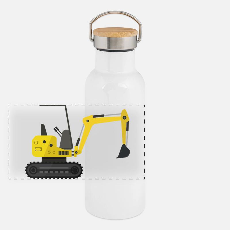 Bagger Panorama Thermosflasche mit Bambusdeckel