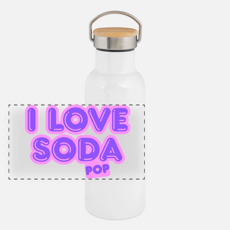 Ich liebe Limonade. - Panorama Thermosflasche mit Bambusdeckel - Weiß