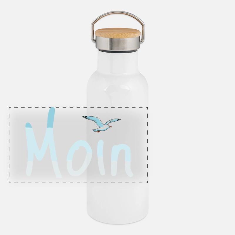 Moin Möwe Panorama Thermosflasche mit Bambusdeckel