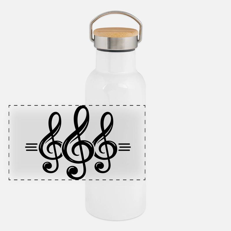 Notenschlüssel Symbol Panorama Thermosflasche mit Bambusdeckel