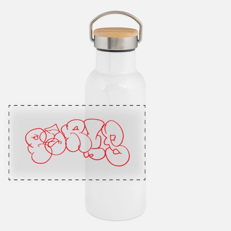 Graffiti rouge Bubble Paris Lettering Gourde isotherme avec bouchon en bambou