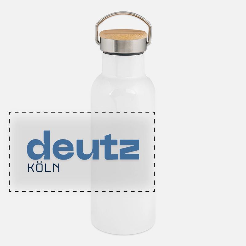 Deutz Cologne - District - Panoramic Thermal Bottle with Bamboo Lid - white