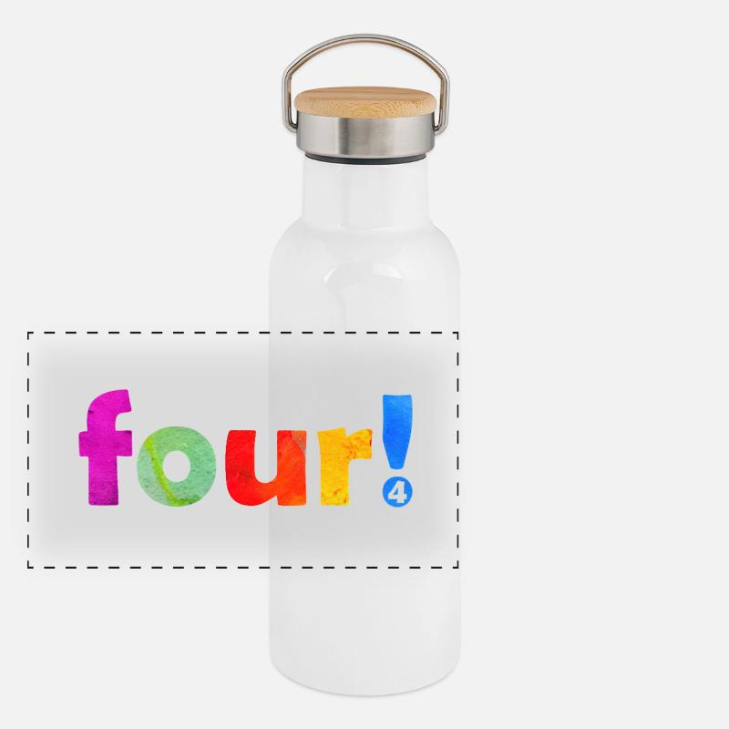 QUATRE 4 ANS 4E ANNIVERSAIRE Gourde isotherme avec bouchon en bambou