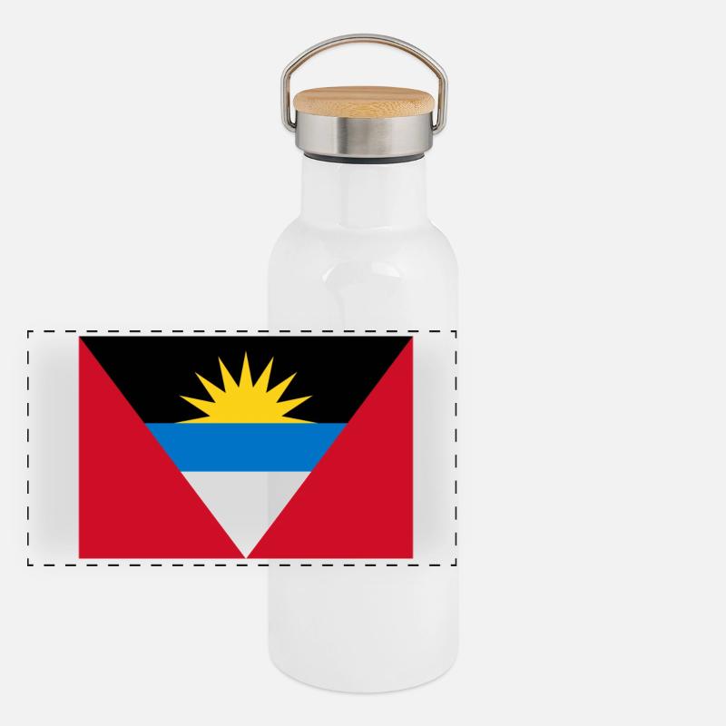 Antigua and Barbuda Panoramic Thermal Bottle with Bamboo Lid