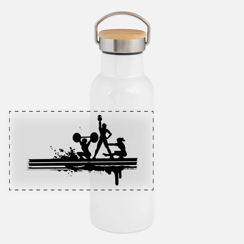 FITNESS Gourde isotherme avec bouchon en bambou