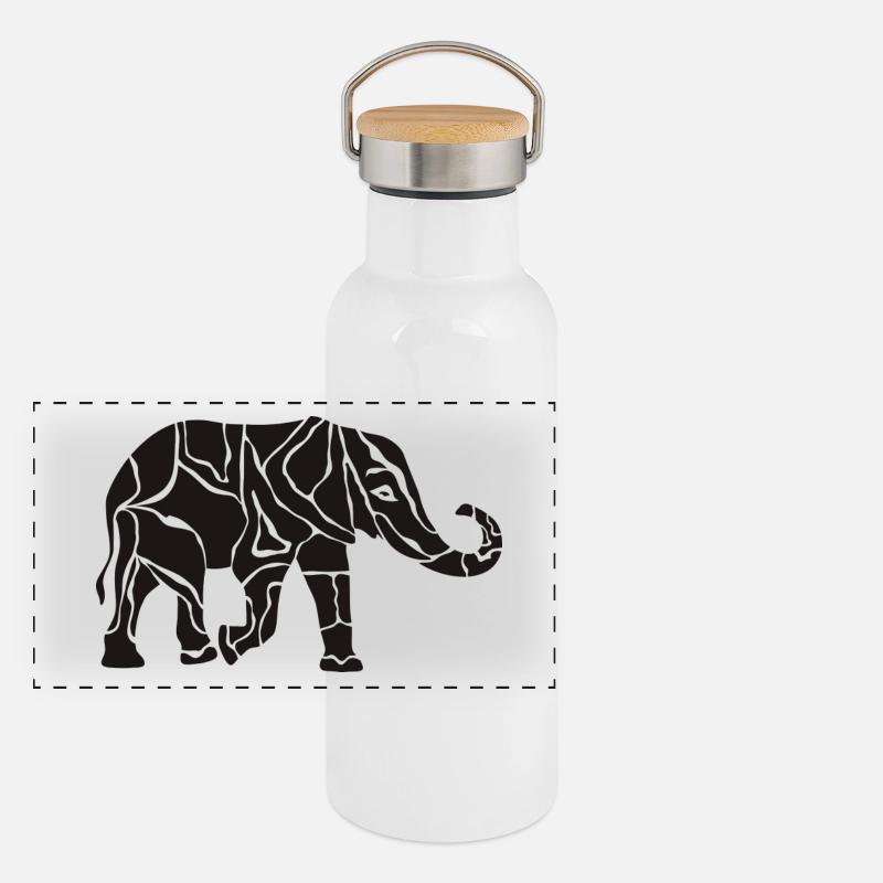 tatouage éléphant Gourde isotherme avec bouchon en bambou