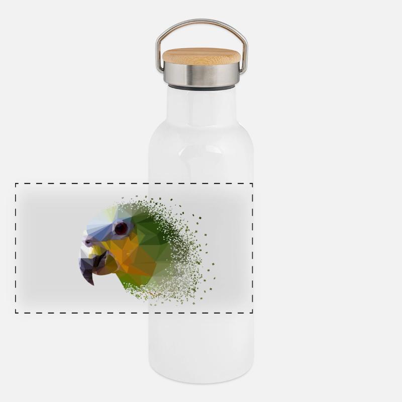 Papagei Panorama Thermosflasche mit Bambusdeckel