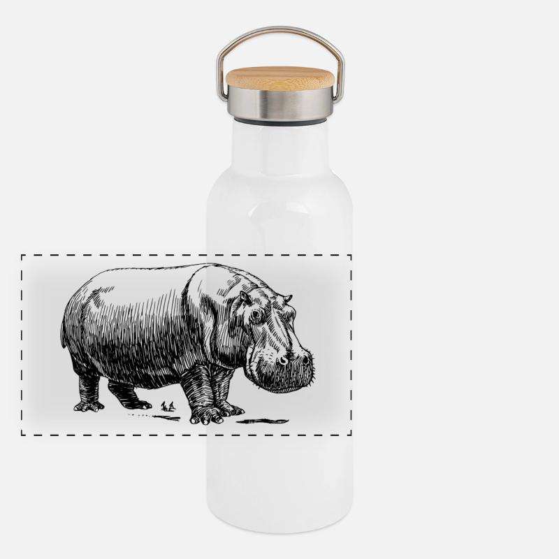 hippo Panoramic Thermal Bottle with Bamboo Lid