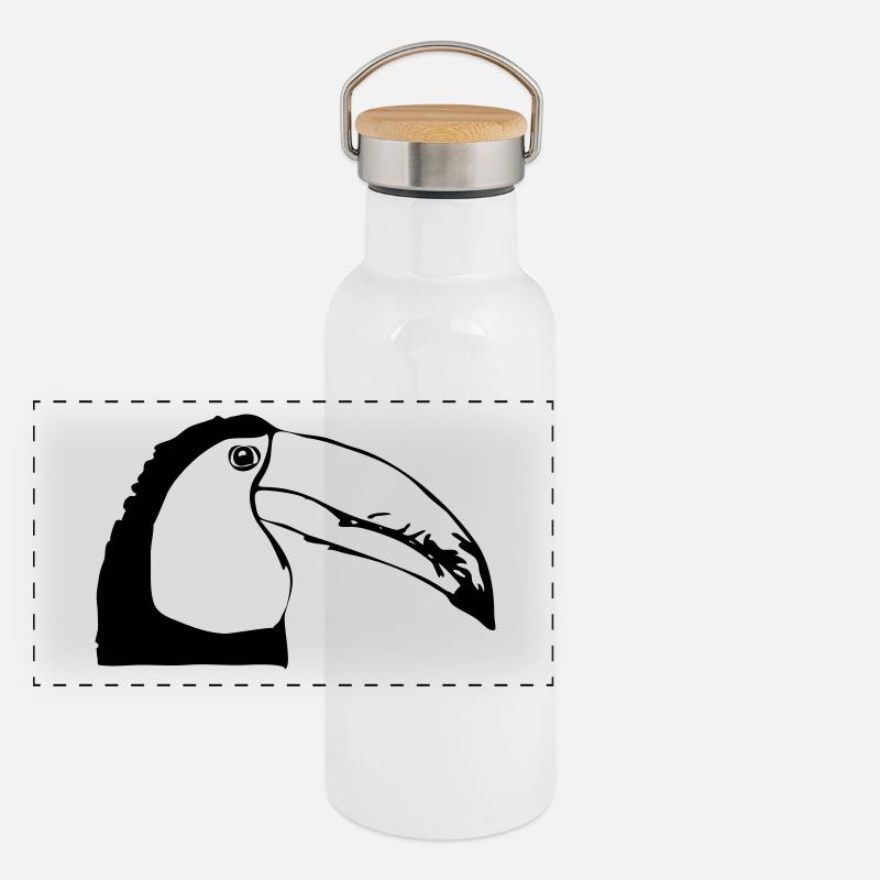 Tukan im Profil Panorama Thermosflasche mit Bambusdeckel