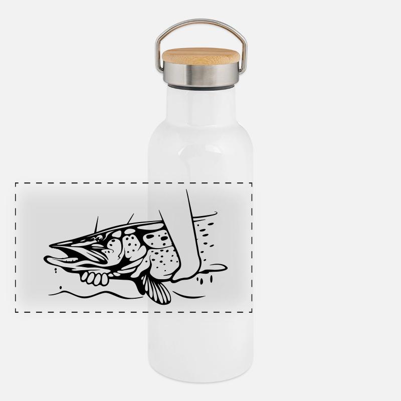 Pêche au brochet Gourde isotherme avec bouchon en bambou
