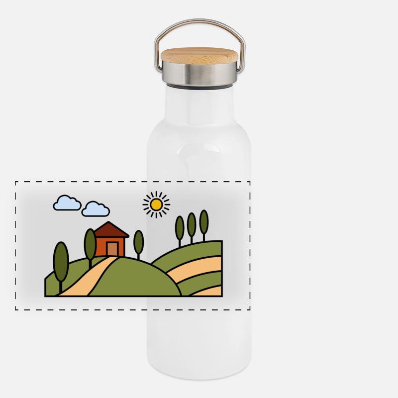 Toskana Landschaft Panorama Thermosflasche mit Bambusdeckel