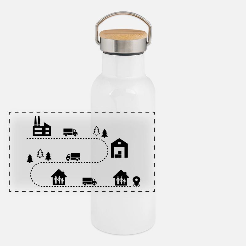 Logistik Panorama Thermosflasche mit Bambusdeckel