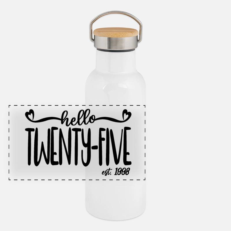 25th Birthday Women Hello Twenty-Five Est. 1998 Panoramic Thermal Bottle with Bamboo Lid