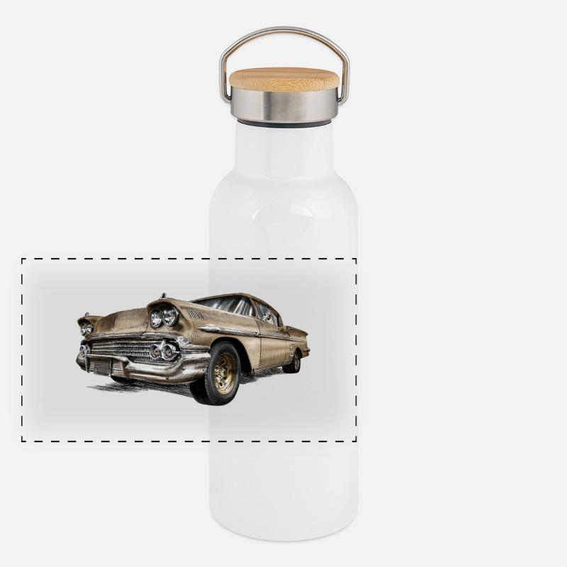 Oldtimer Gourde isotherme avec bouchon en bambou