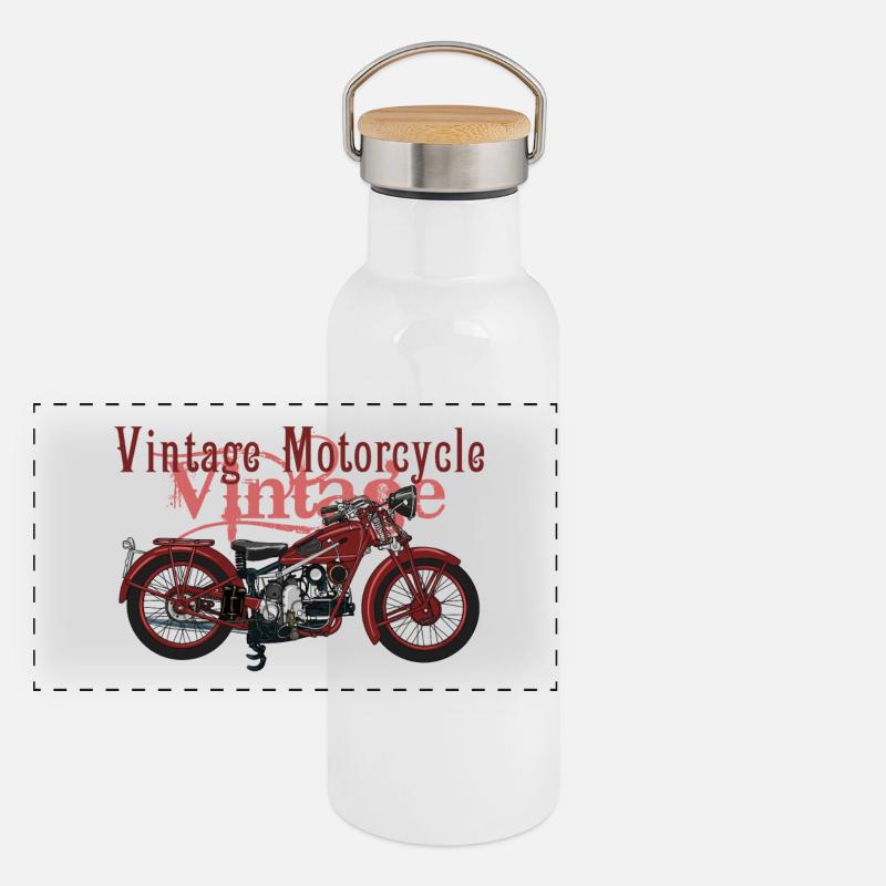 Retro motorcycle Gourde isotherme avec bouchon en bambou