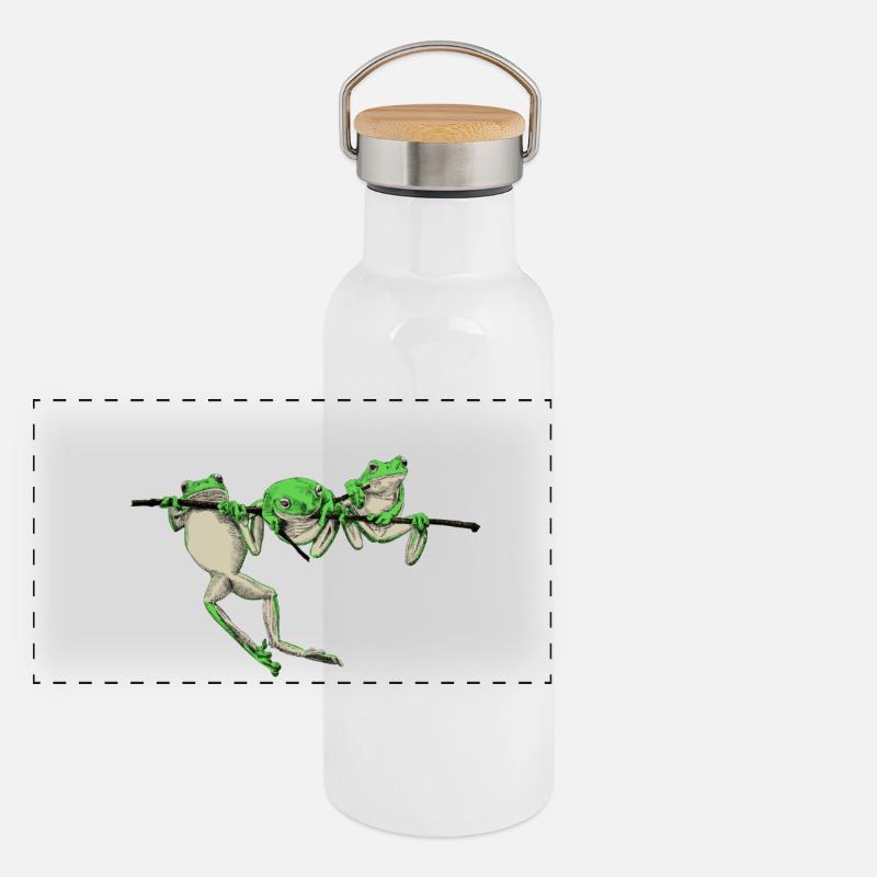 Frosch Panorama Thermosflasche mit Bambusdeckel