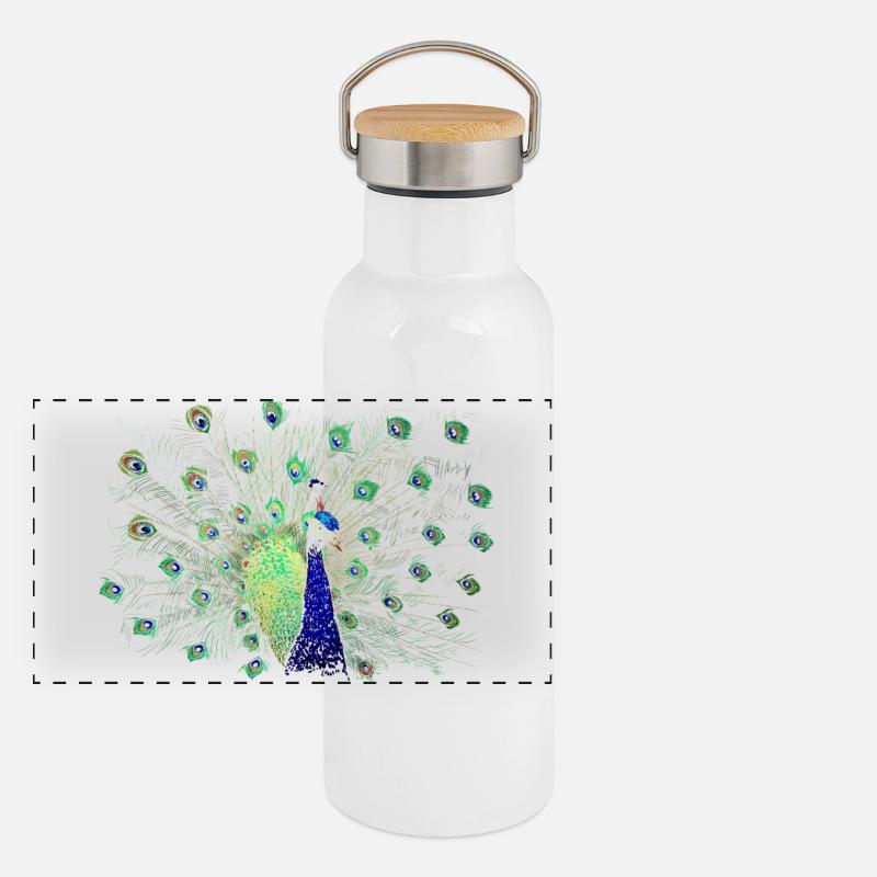 Peacock Panoramic Thermal Bottle with Bamboo Lid
