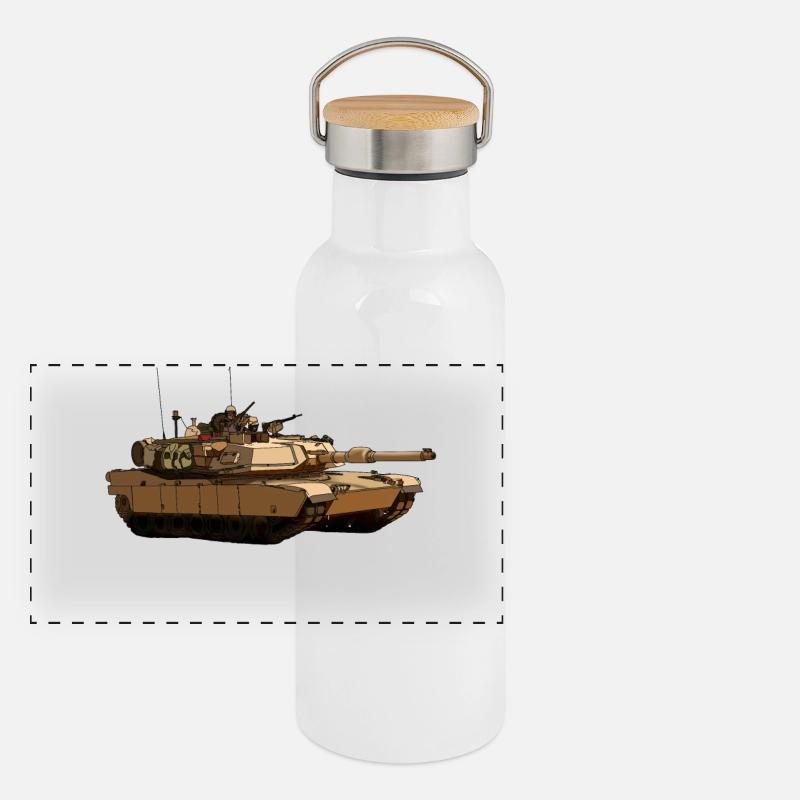 M1 Abrams Panorama Thermosflasche mit Bambusdeckel