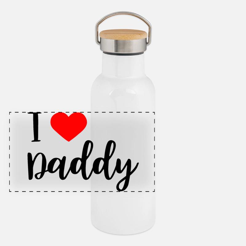i love daddy Panorama Thermosflasche mit Bambusdeckel