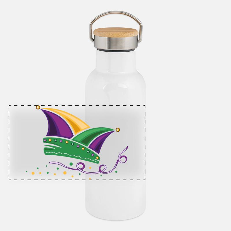 Fool cap Mardi Gras Carnaval de la Nouvelle-Orléans Gourde isotherme avec bouchon en bambou