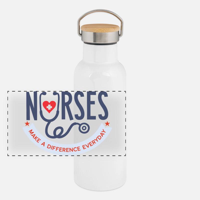 Nurses Make a Difference Everyday T-Shirt Gourde isotherme avec bouchon en bambou