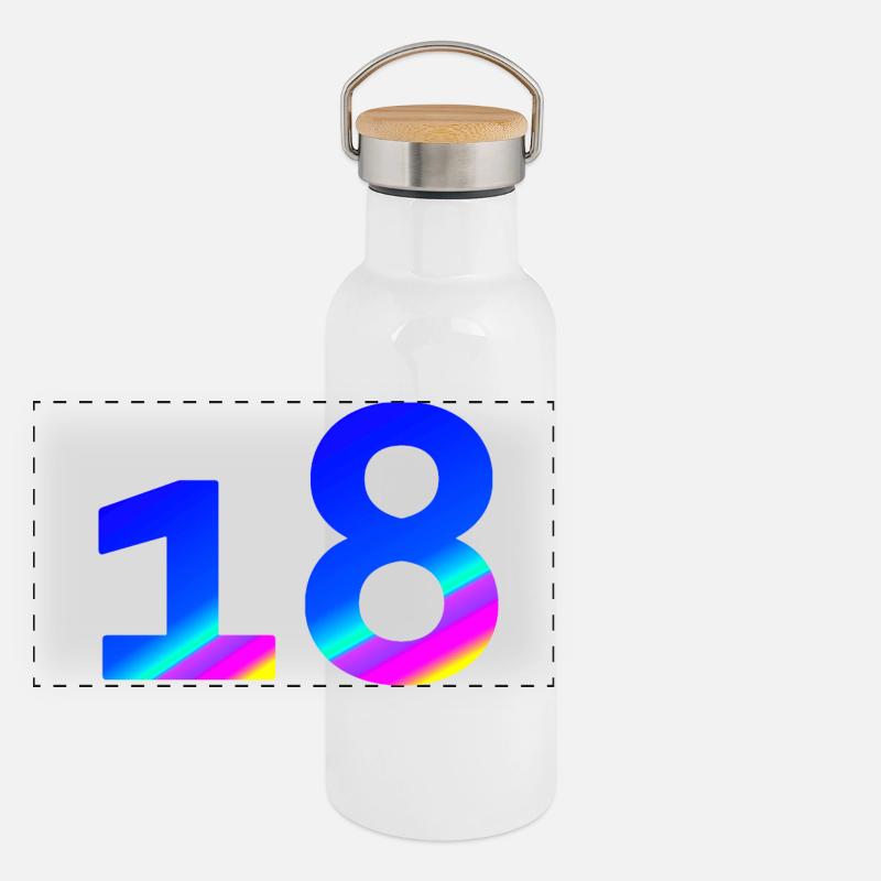 verschenken, 18 blauton mit Farbverlauf Panorama Thermosflasche mit Bambusdeckel