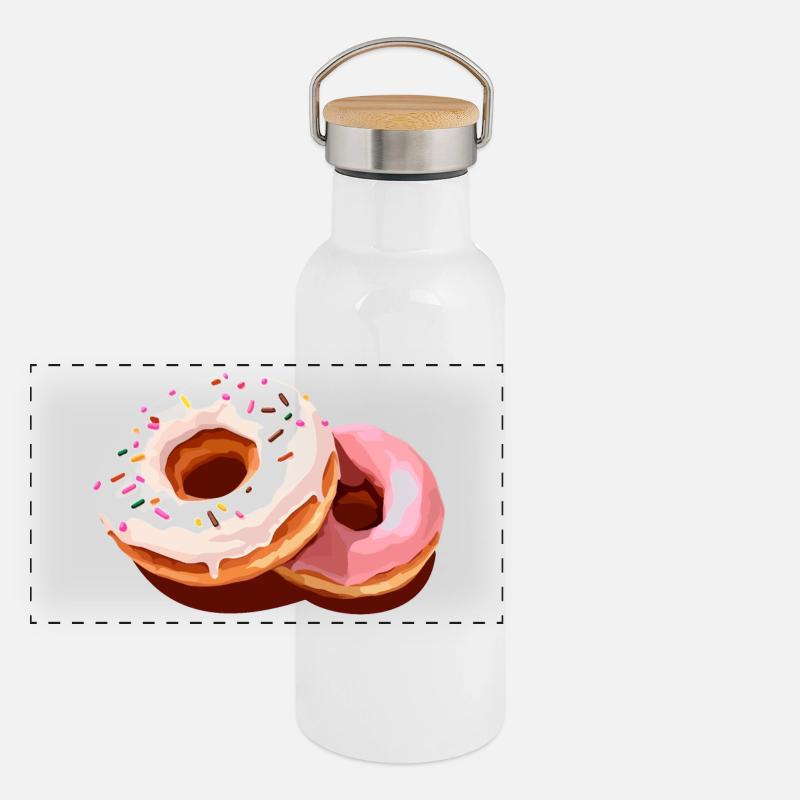 Bunter Donut-Print auf Freizeitkleidung Panorama Thermosflasche mit Bambusdeckel