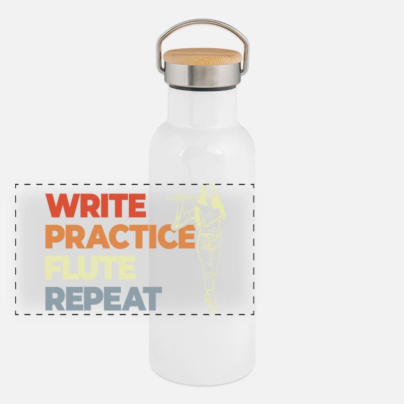 Write Practice Flute Repeat Panoramic Thermal Bottle with Bamboo Lid