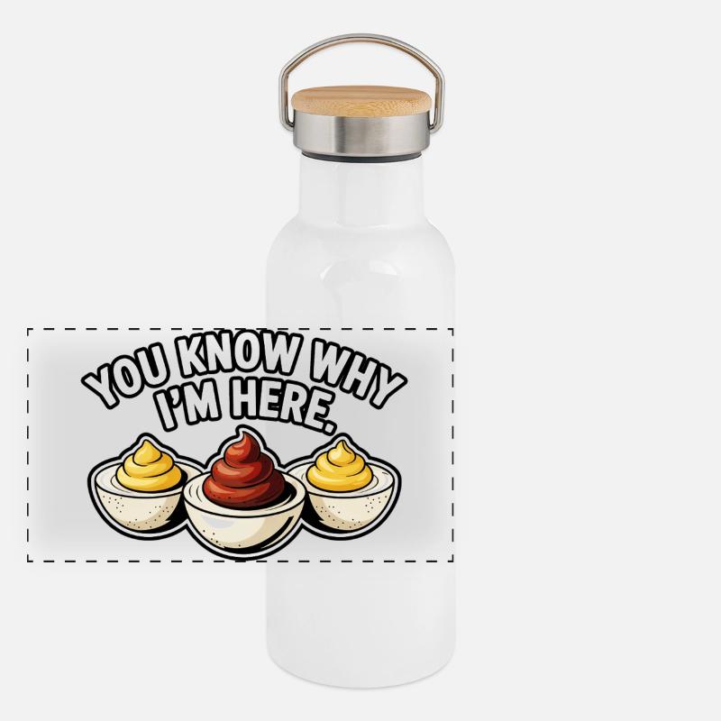 Deviled Egg Lover Chemise de nourriture drôle Gourde isotherme avec bouchon en bambou