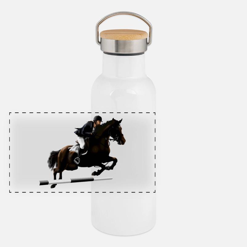 Cheval cabré avec cavalier Gourde isotherme avec bouchon en bambou