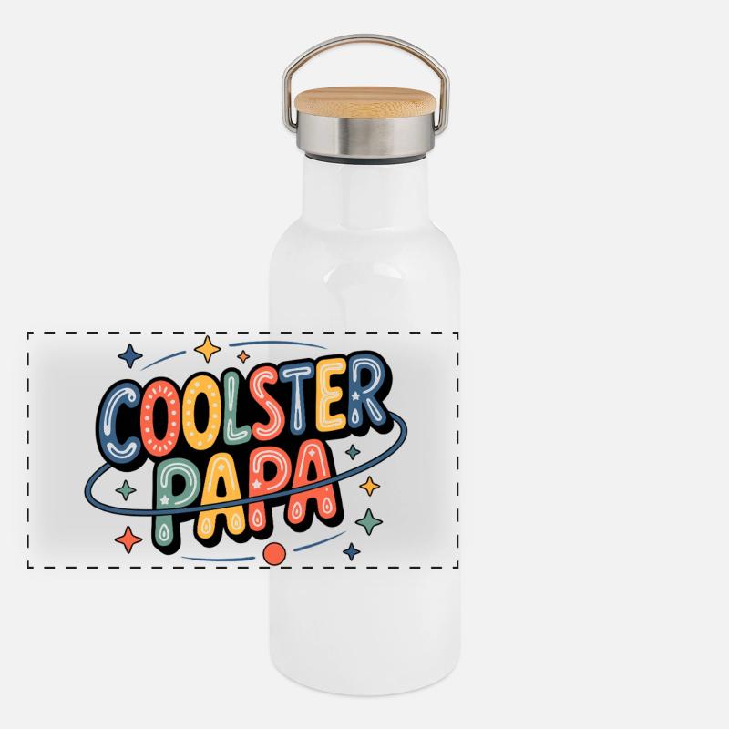 Papa le plus cool néon rétro Gourde isotherme avec bouchon en bambou