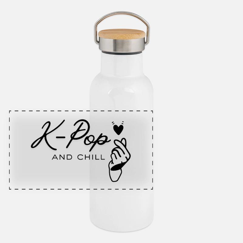K-Pop_and_chill Gourde isotherme avec bouchon en bambou