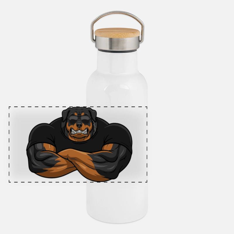 Rottweiler Security – The toughest bouncer Panoramic Thermal Bottle with Bamboo Lid