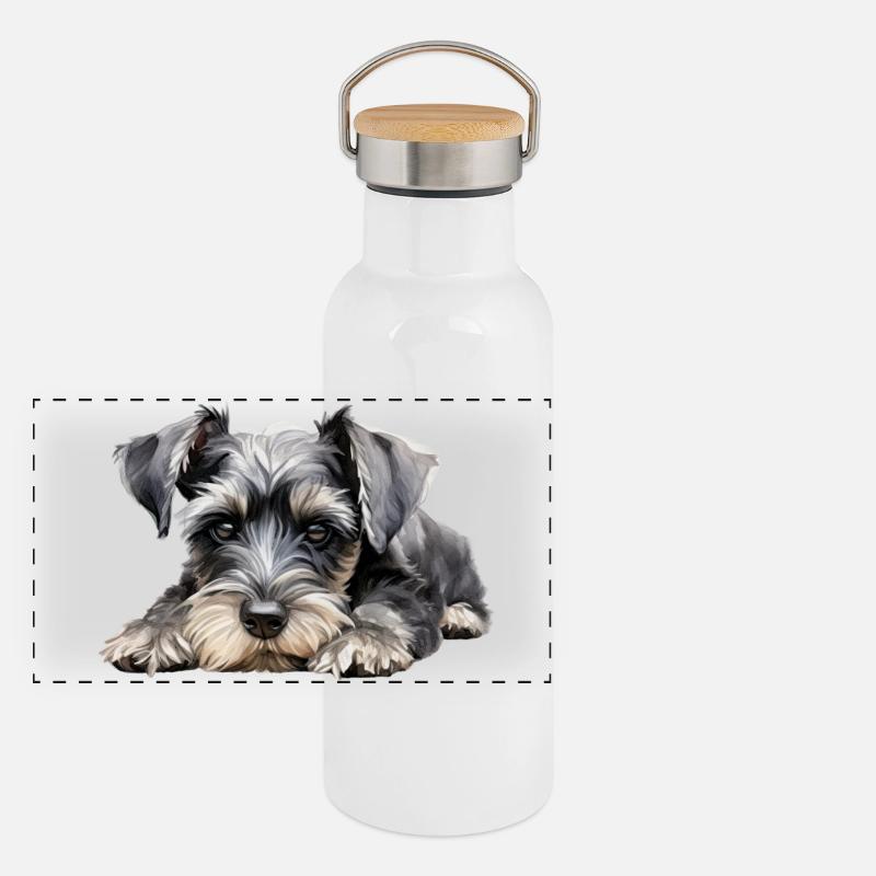 Miniature Schnauzer Panorama Thermosflasche mit Bambusdeckel