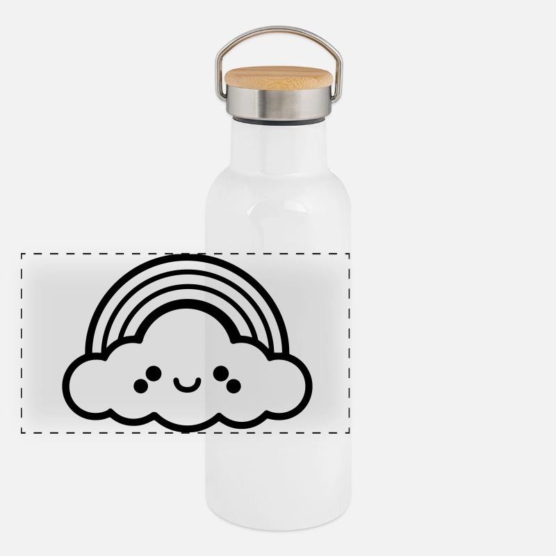 Regenbogen Panorama Thermosflasche mit Bambusdeckel