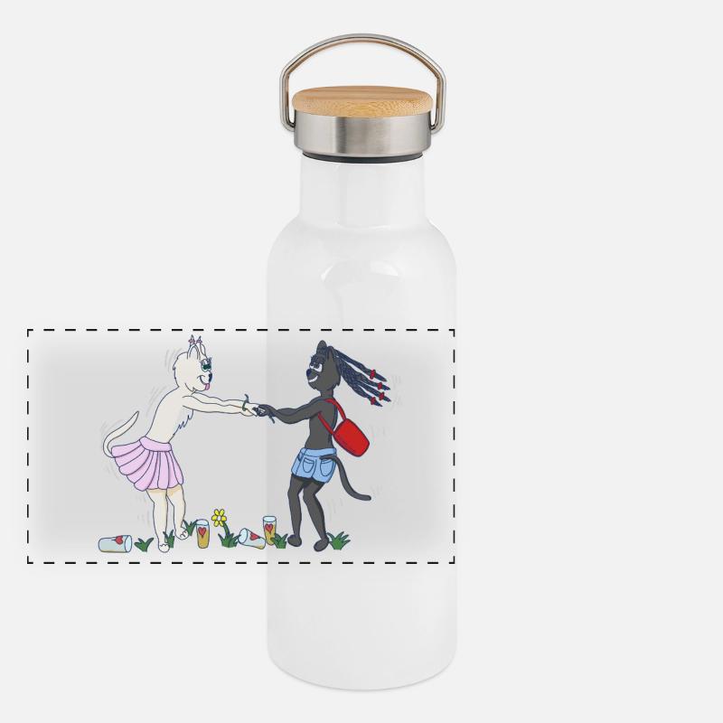 Panorama Thermosflasche mit Bambusdeckel