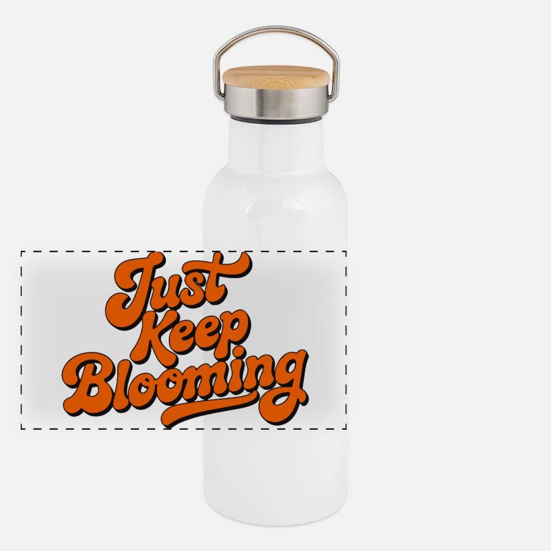 Just Keep Blooming Floral Script Panoramic Thermal Bottle with Bamboo Lid