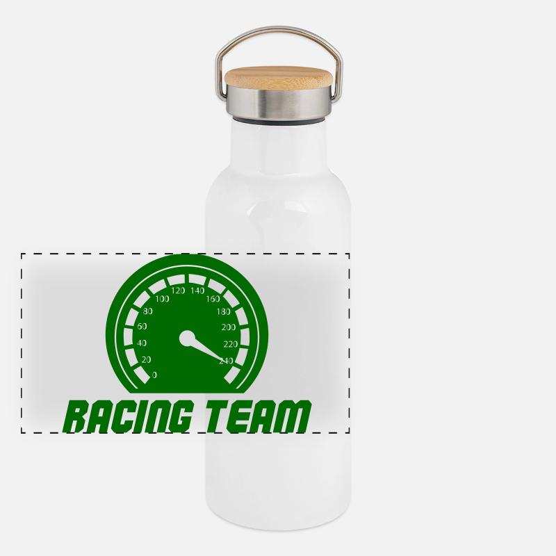 Racing Team Speedometer Graphics Panoramic Thermal Bottle with Bamboo Lid