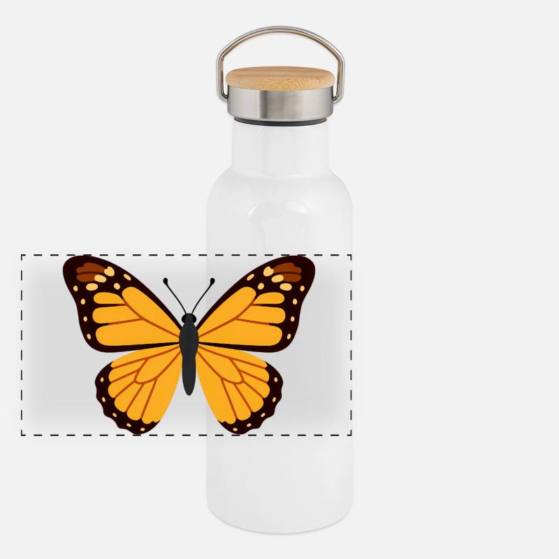 Orange Monarch Wings Panoramic Thermal Bottle with Bamboo Lid