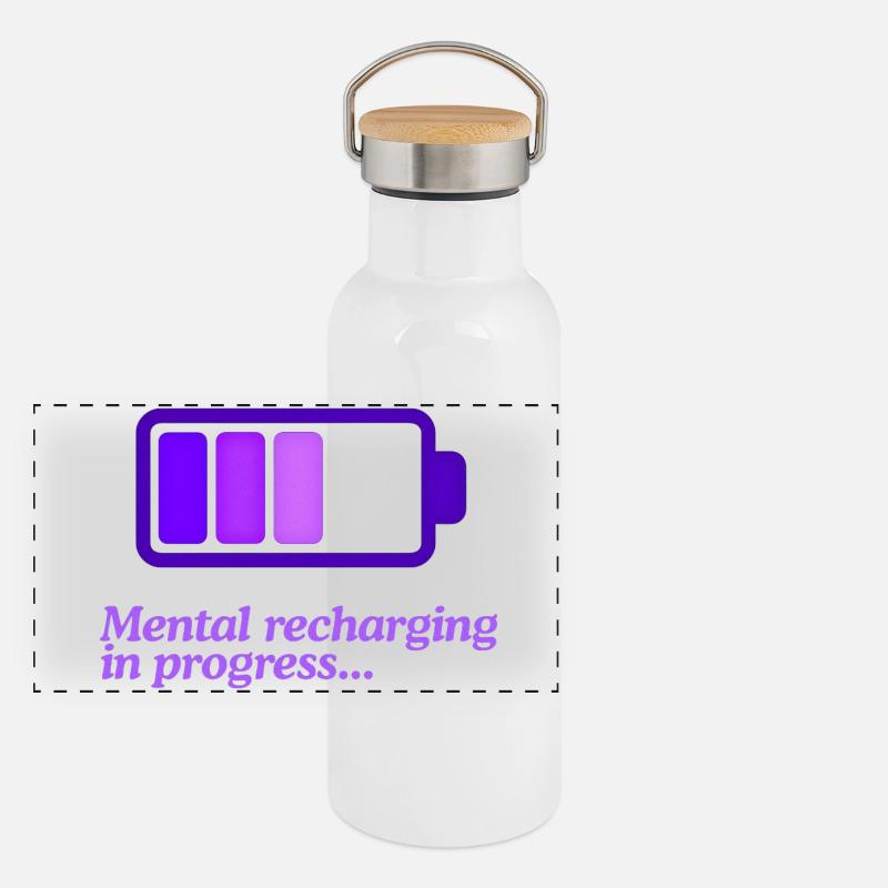 Mind Charging Battery Icon Panoramic Thermal Bottle with Bamboo Lid