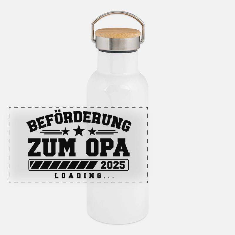 Beförderung zum Opa 2025 loading Panorama Thermosflasche mit Bambusdeckel