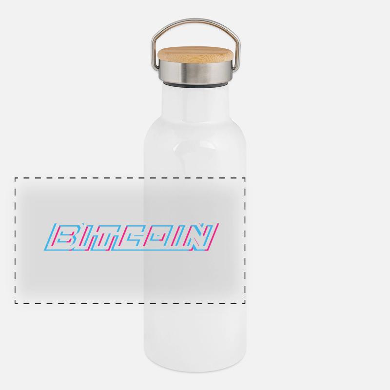 Bitcoin est 2009 - Variant Panorama Thermosflasche mit Bambusdeckel