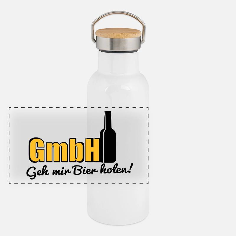 geh mir bier holen, handwerker, lustig, handwerker - Panorama Thermosflasche mit Bambusdeckel - Weiß