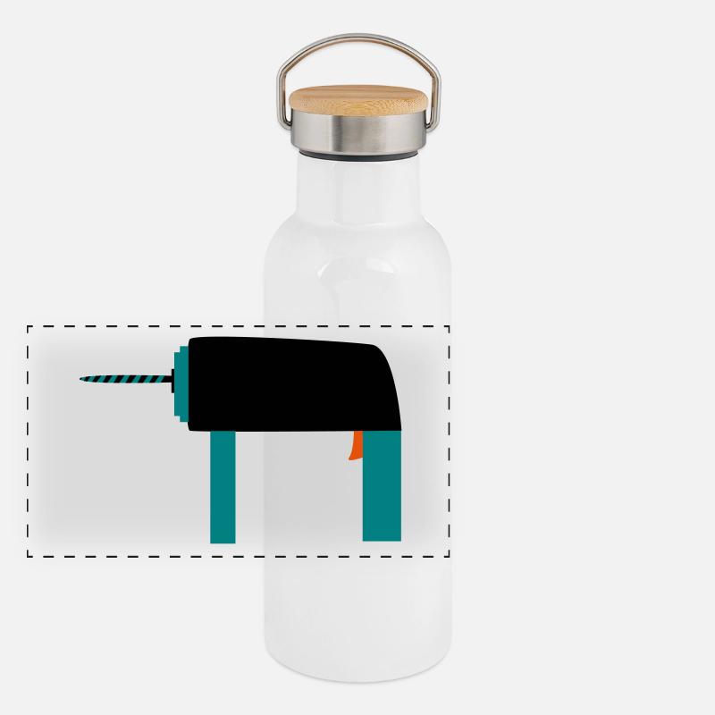 Bohrer Werkzeug Geschenkidee Handwerker Hobby Panorama Thermosflasche mit Bambusdeckel
