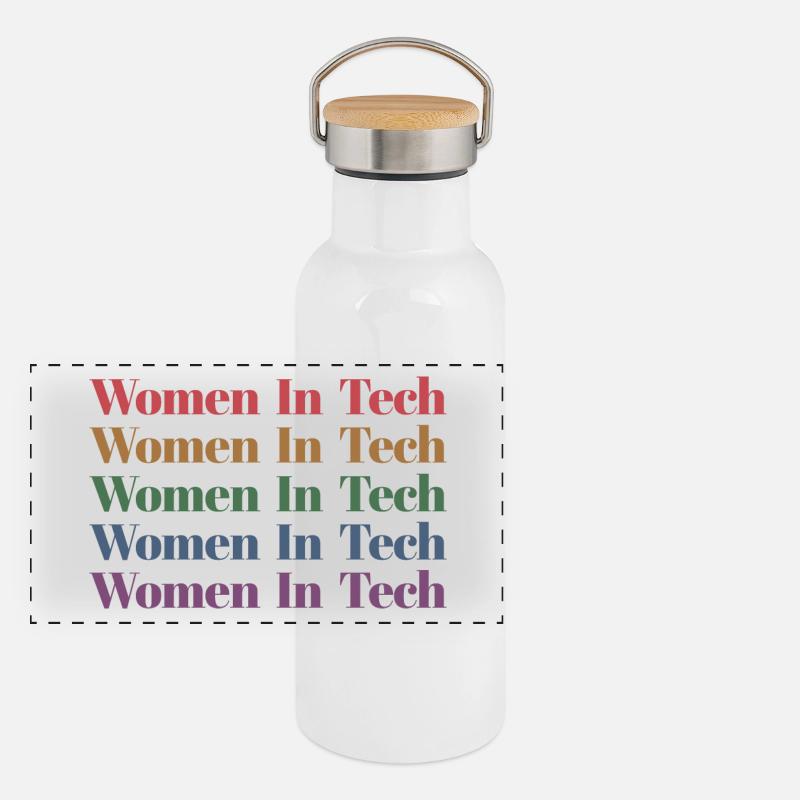 Frauen in Tech Software Entwickler Lehrer Geschenk Panorama Thermosflasche mit Bambusdeckel