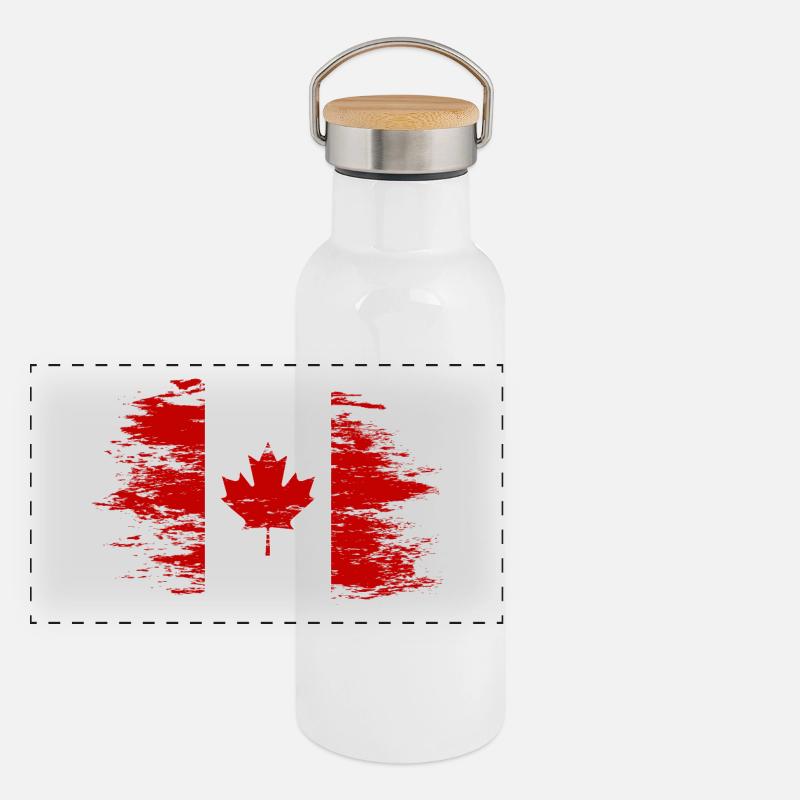 Canada flag used Panoramic Thermal Bottle with Bamboo Lid