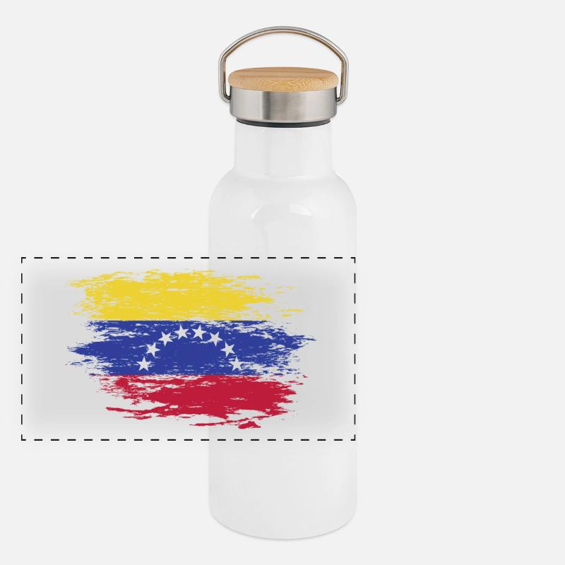 Drapeau du Venezuela utilisé Gourde isotherme avec bouchon en bambou