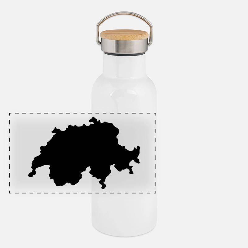Carte suisse Gourde isotherme avec bouchon en bambou