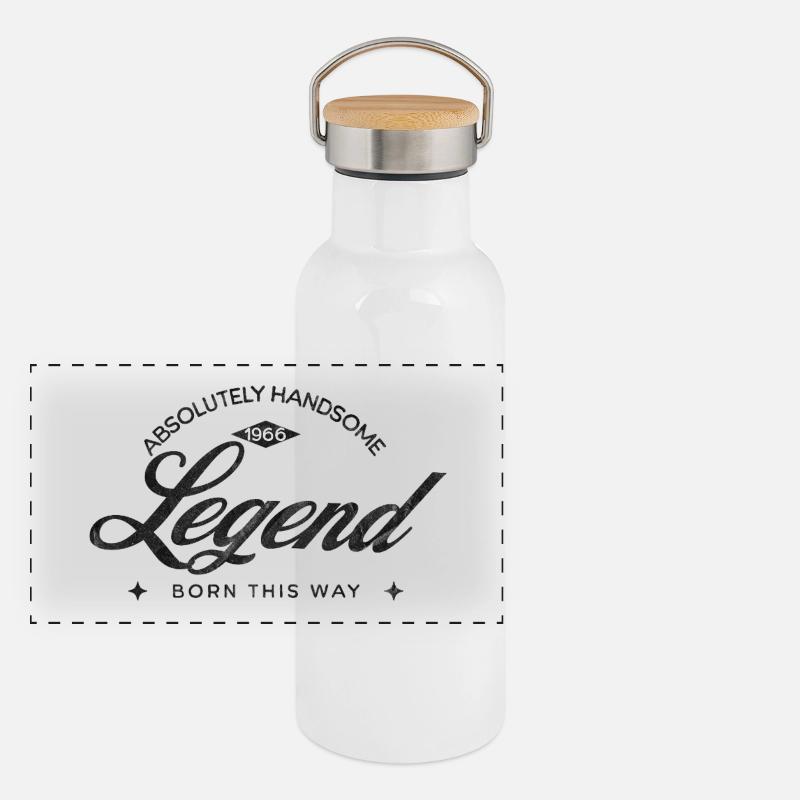 Vintage Born This Way – Absolutely Handsome 60 - Panoramic Thermal Bottle with Bamboo Lid - white